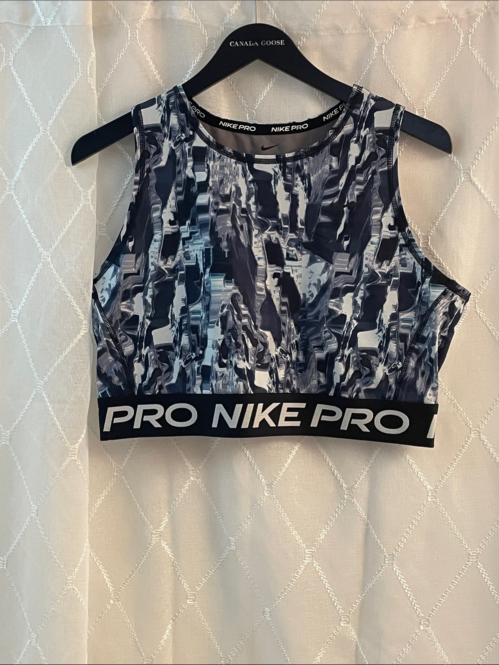 Nike Pro Dri-FIT-All-Over Print Cropped Tank Top Size Large